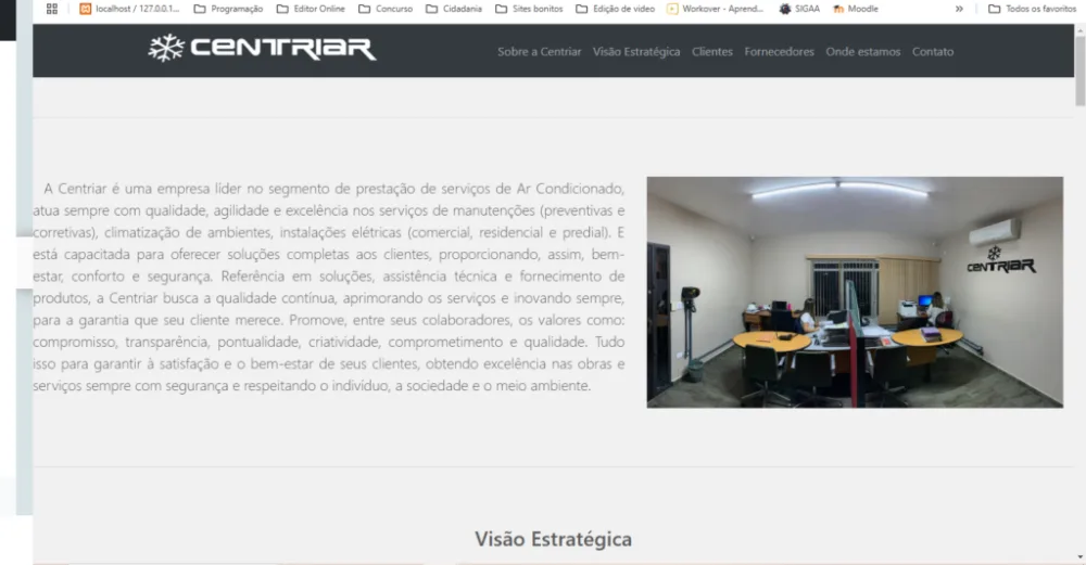 Site Centriar desenvolvido pela BrasilSYS
