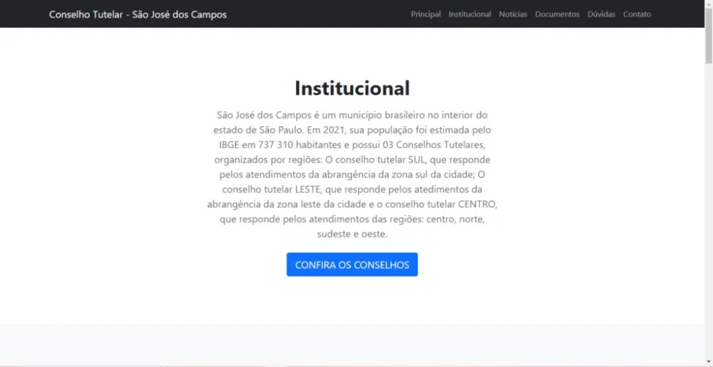 Site Conselho Tutelar São José dos Campos desenvolvido pela BrasilSYS