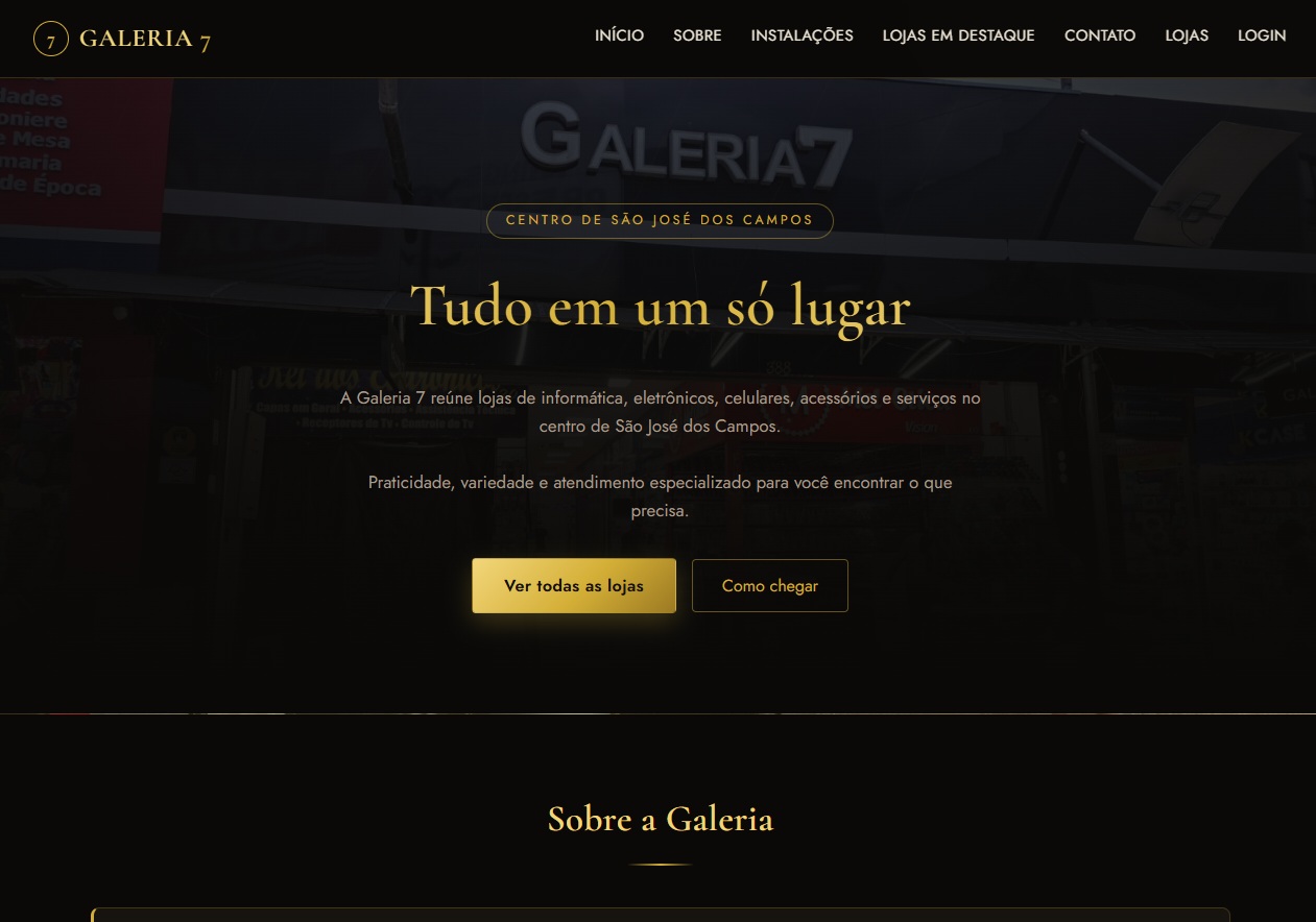 Site Galeria7 desenvolvido pela BrasilSYS