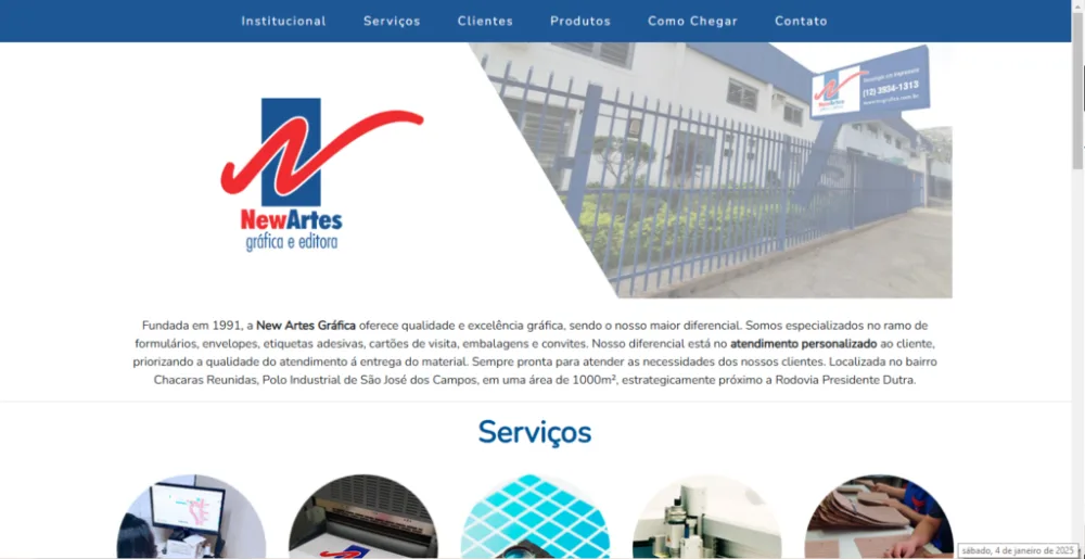 Site NewArtes Gráfica e Editora desenvolvido pela BrasilSYS