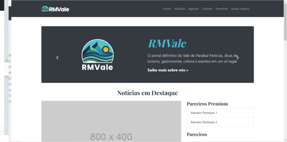 Site Portal RMVale desenvolvido pela BrasilSYS